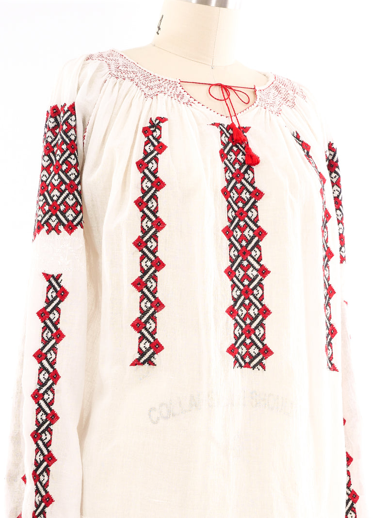 Hand Embroidered Peasant Blouse Top arcadeshops.com