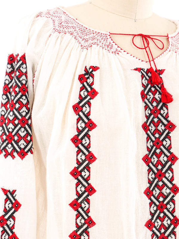 Hand Embroidered Peasant Blouse Top arcadeshops.com