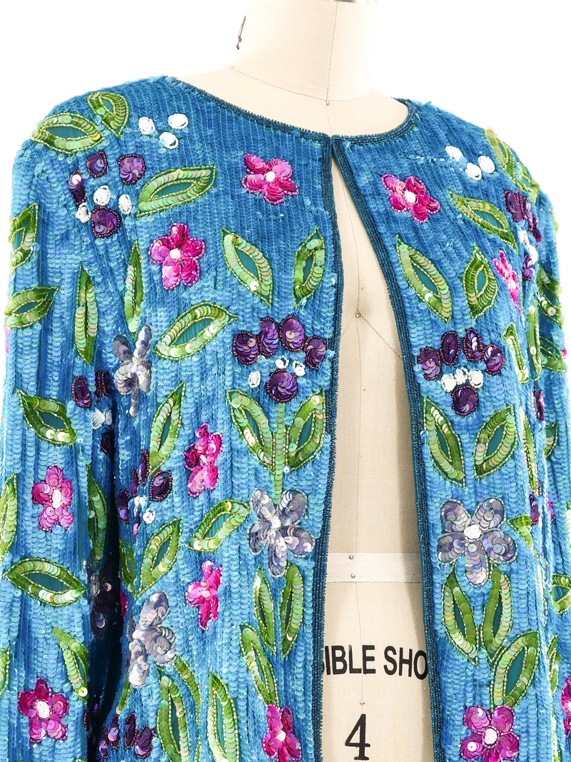 Mary McFadden Sequin Embellished Floral Jacket Jacket arcadeshops.com