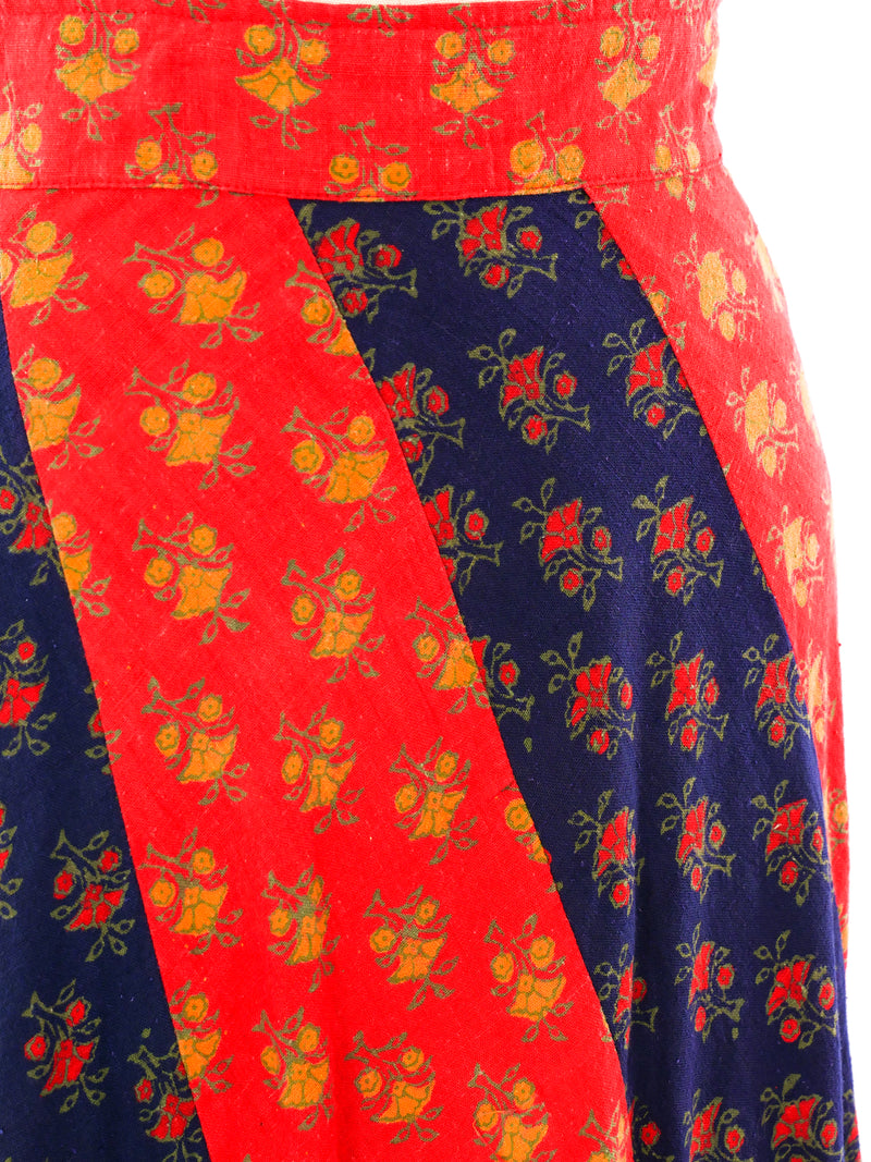 Floral Patchwork Maxi Skirt Bottom arcadeshops.com