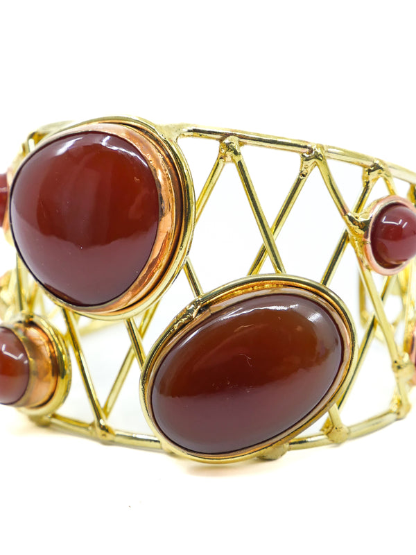 Carnelian Studded Cage Cuff Accessory arcadeshops.com