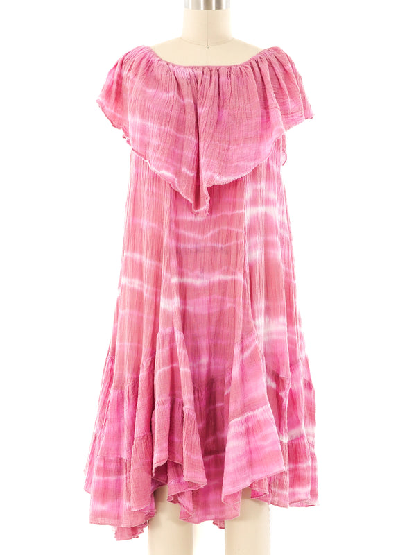 Tie Dye Gauze Ruffle Dress Dress arcadeshops.com