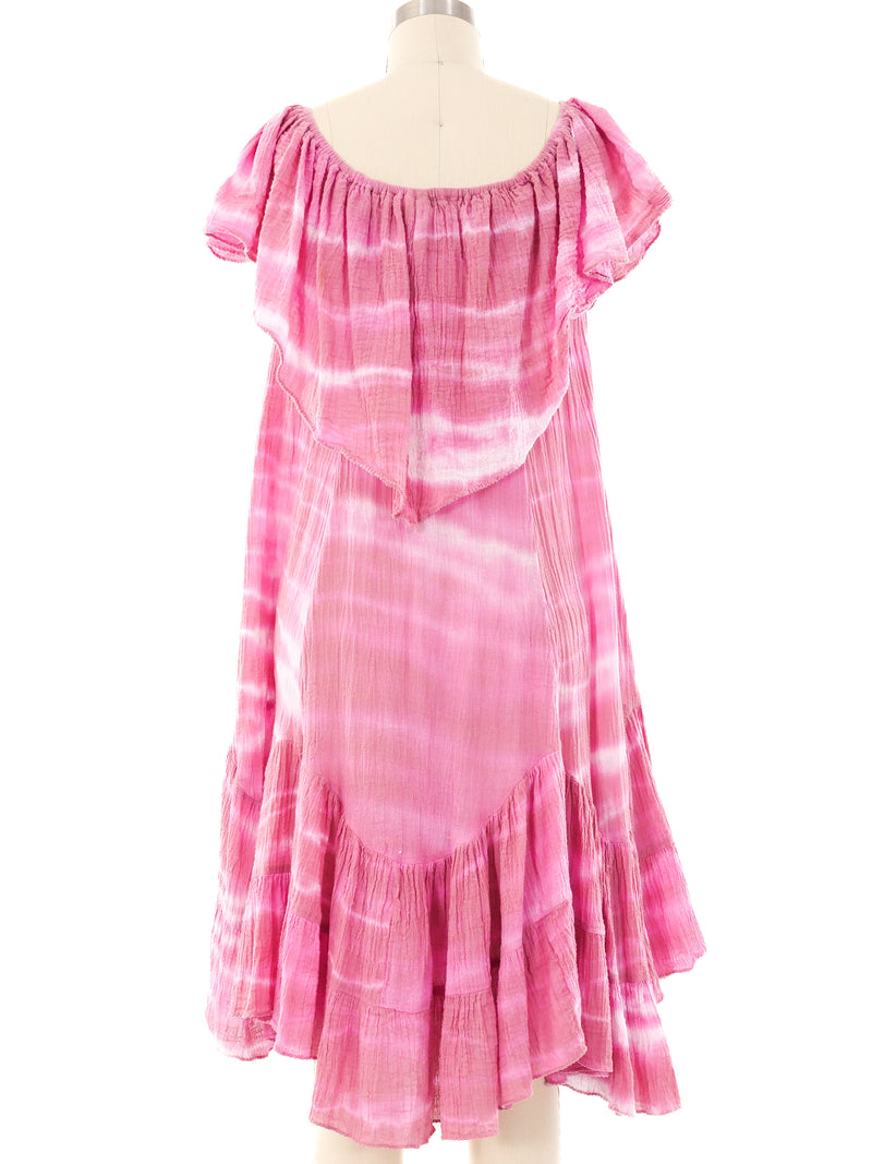 Tie Dye Gauze Ruffle Dress Dress arcadeshops.com