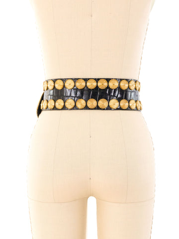 Michael Morrison Studded Embossed Leather Belt display picture 2