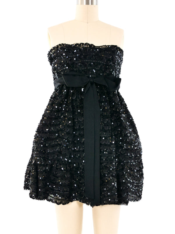 Black Sequin Bustier Mini Dress Dress arcadeshops.com