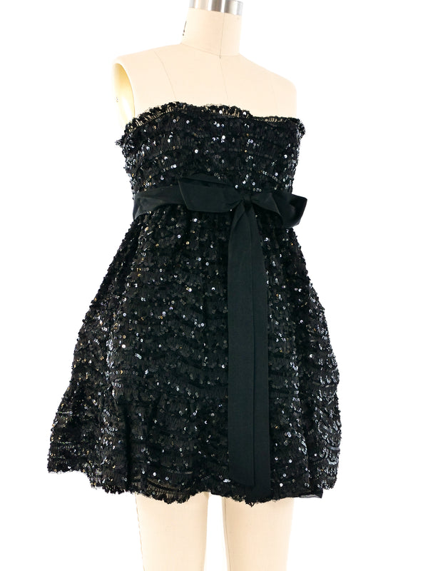 Black Sequin Bustier Mini Dress Dress arcadeshops.com