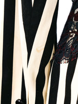 Lace Belted Striped Blazer Jacket arcadeshops.com