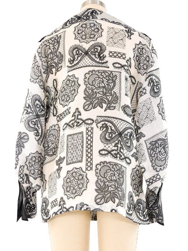Lace Printed Silk Organza Top Top arcadeshops.com