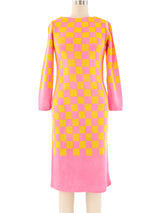 1960's Neon Checker Knit Dress Dress arcadeshops.com