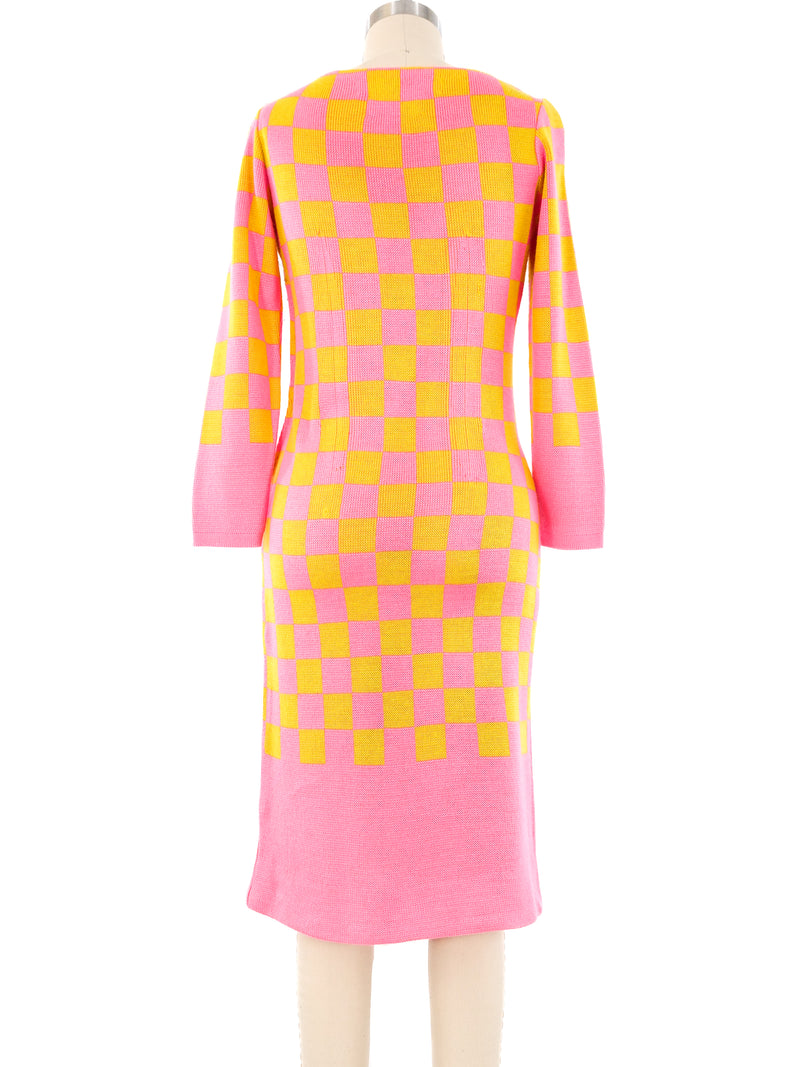1960's Neon Checker Knit Dress Dress arcadeshops.com