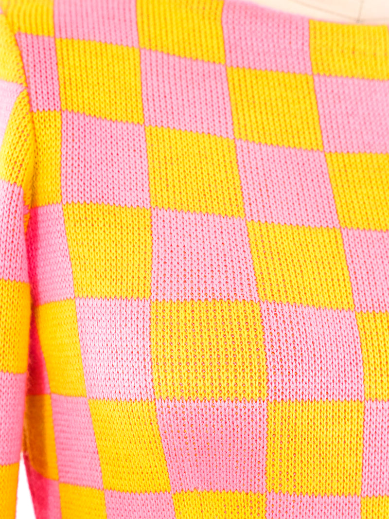 1960's Neon Checker Knit Dress Dress arcadeshops.com