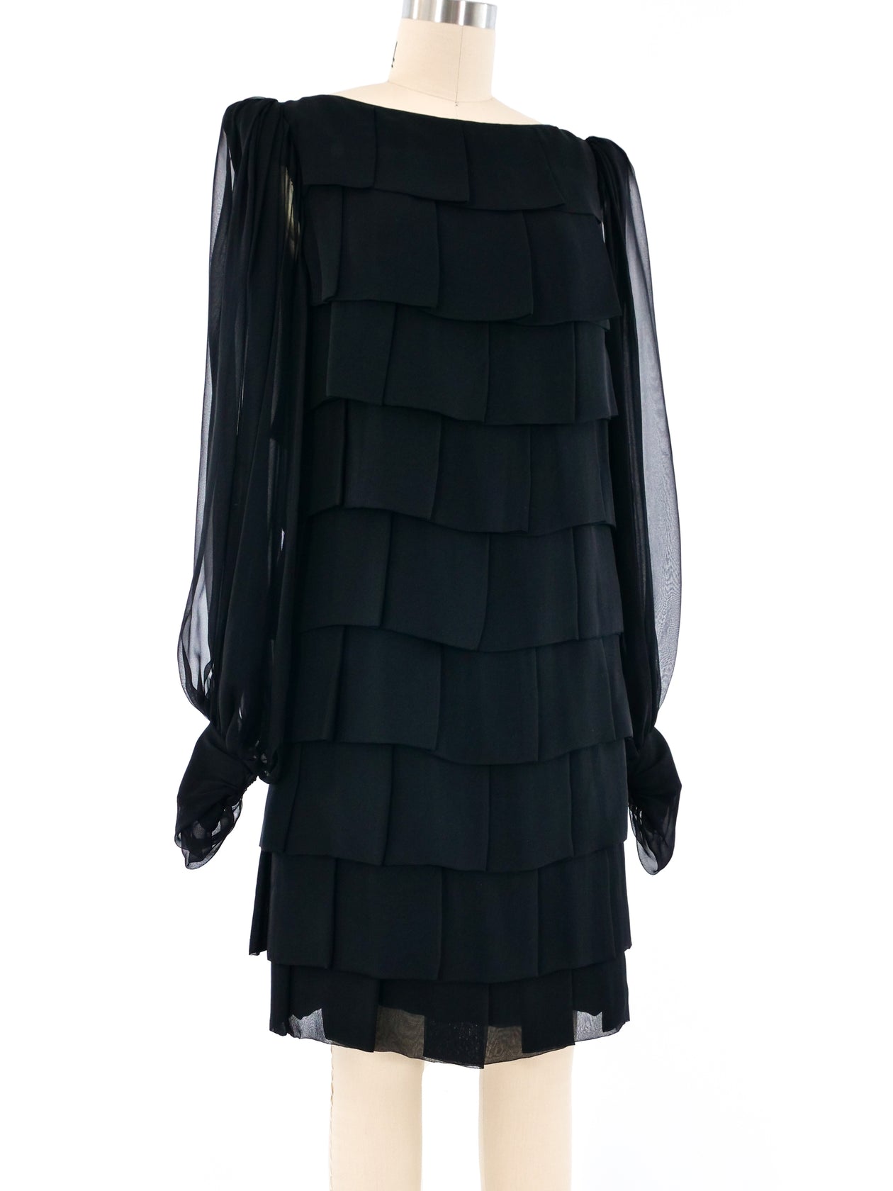 Bill Blass Tiered Chiffon Dress