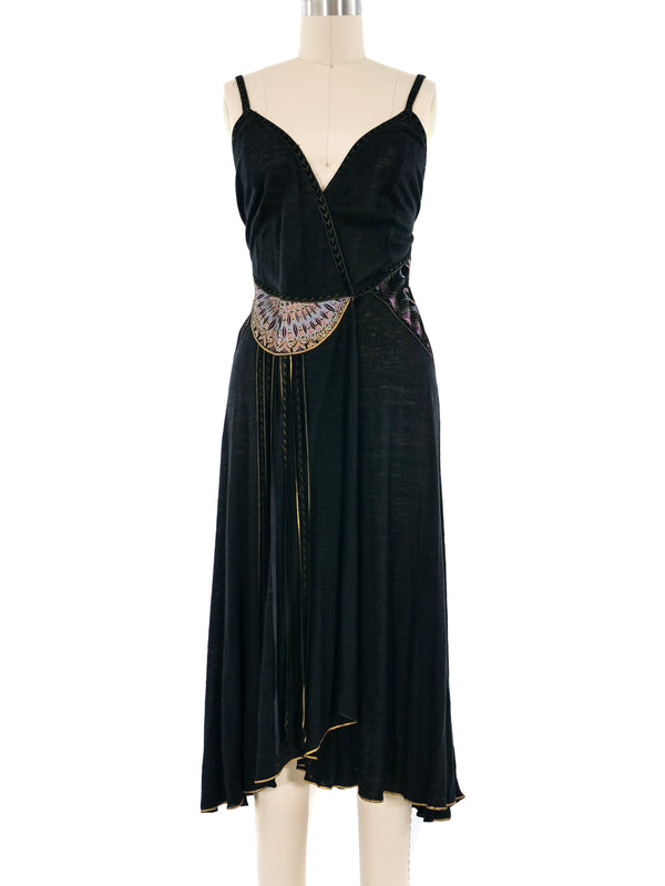 Hand Painted Suede Trimmed Wrap Dress Dress arcadeshops.com