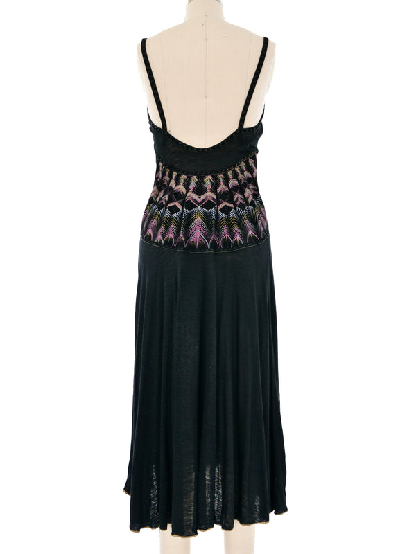 Hand Painted Suede Trimmed Wrap Dress Dress arcadeshops.com