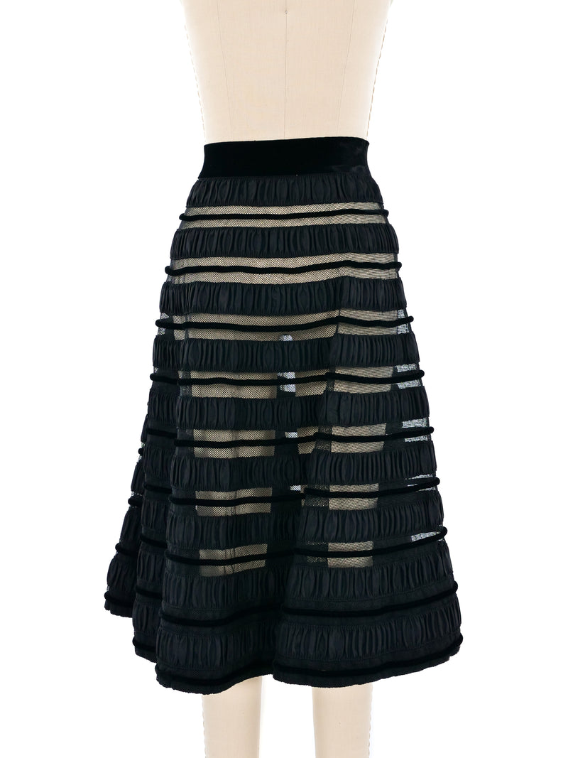 Ribbon Striped Mesh Midi Skirt Bottom arcadeshops.com