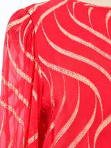 Metallic Red Chiffon Maxi Dress Dress arcadeshops.com