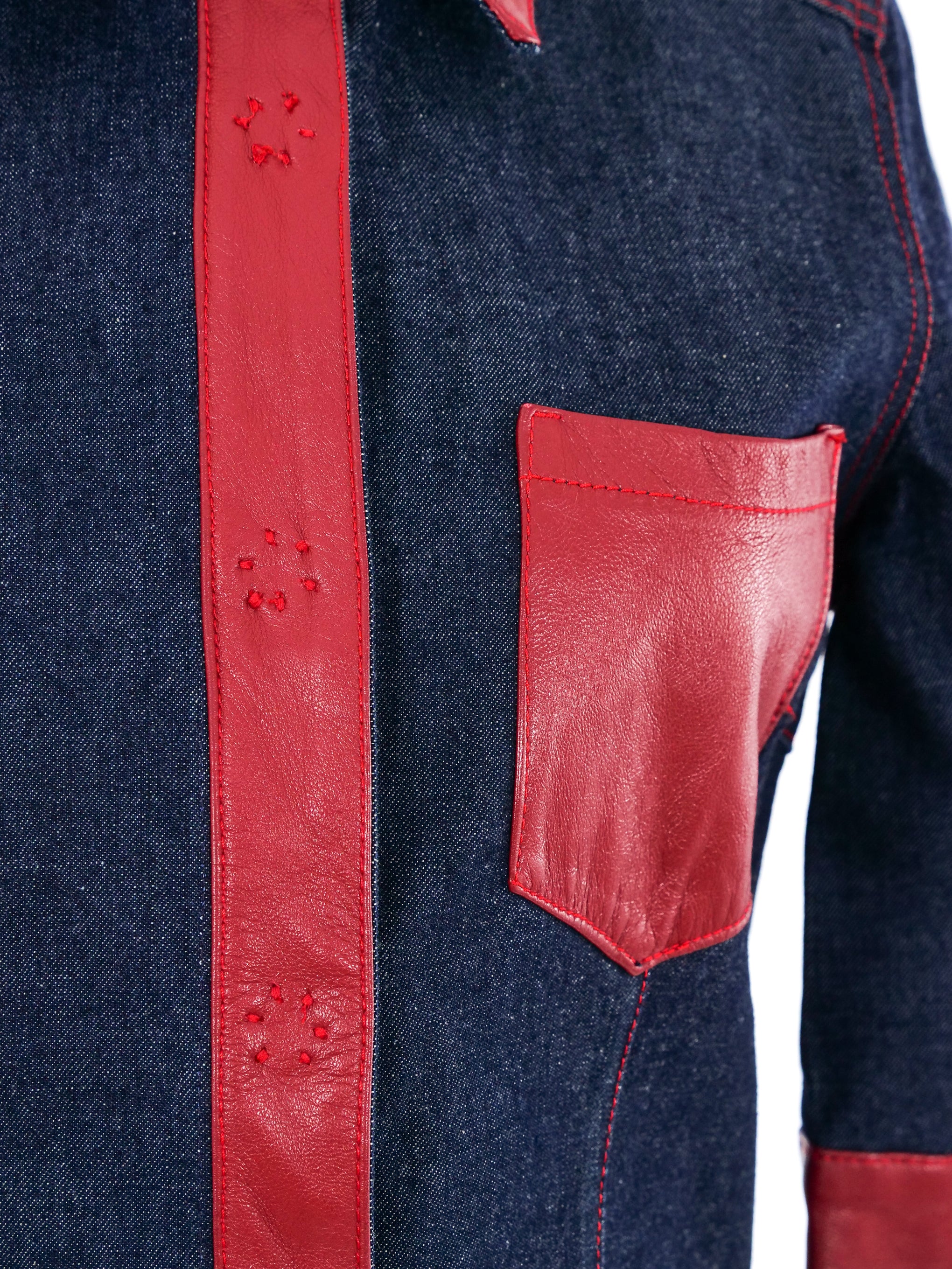 Dolce and Gabbana Leather Trimmed Denim Ensemble