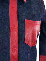 Dolce and Gabbana Leather Trimmed Denim Ensemble Suit arcadeshops.com