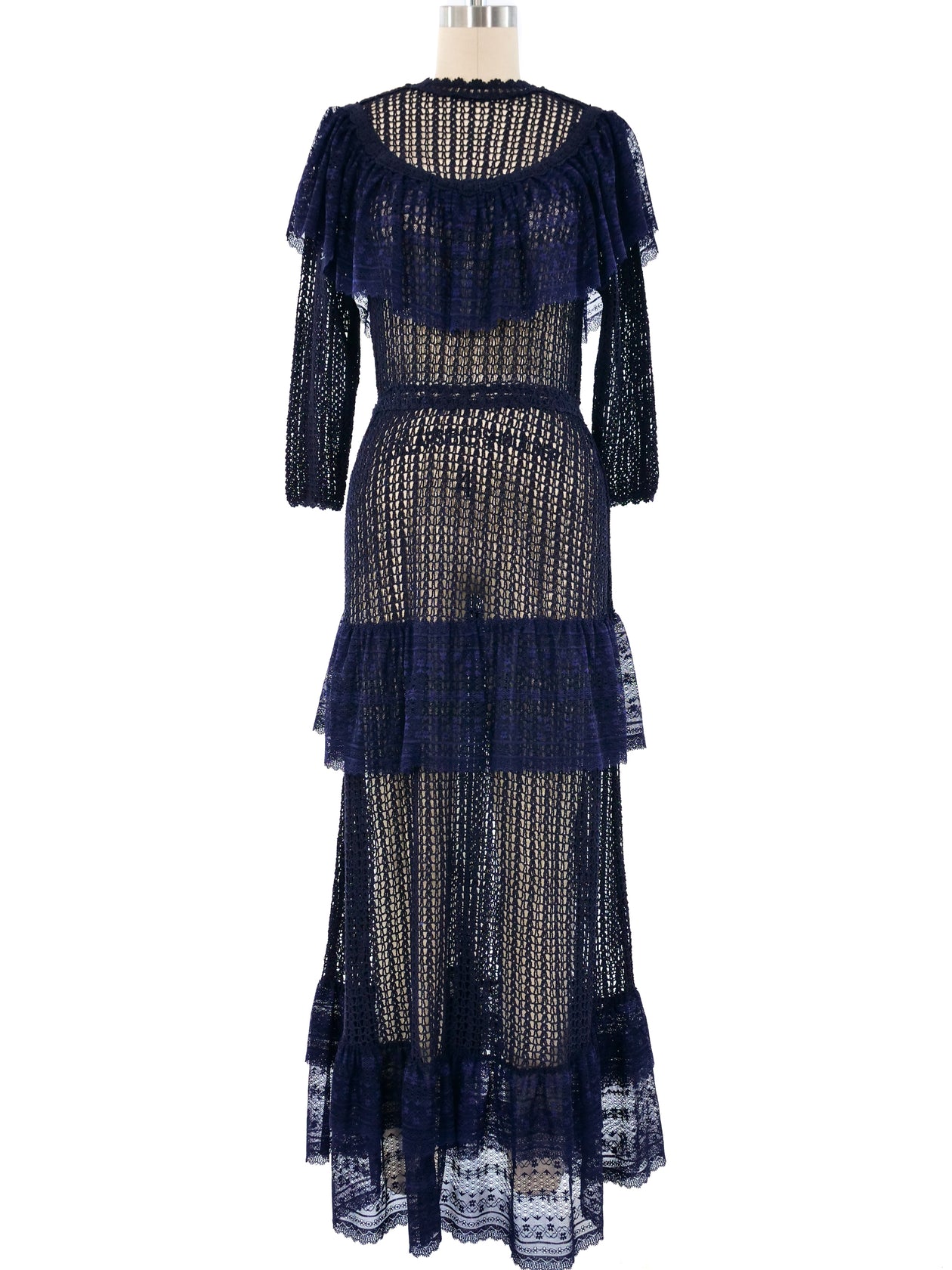 Navy Lace Ruffle Crochet Maxi Dress Navy Lace Ruffle Crochet Maxi Dress