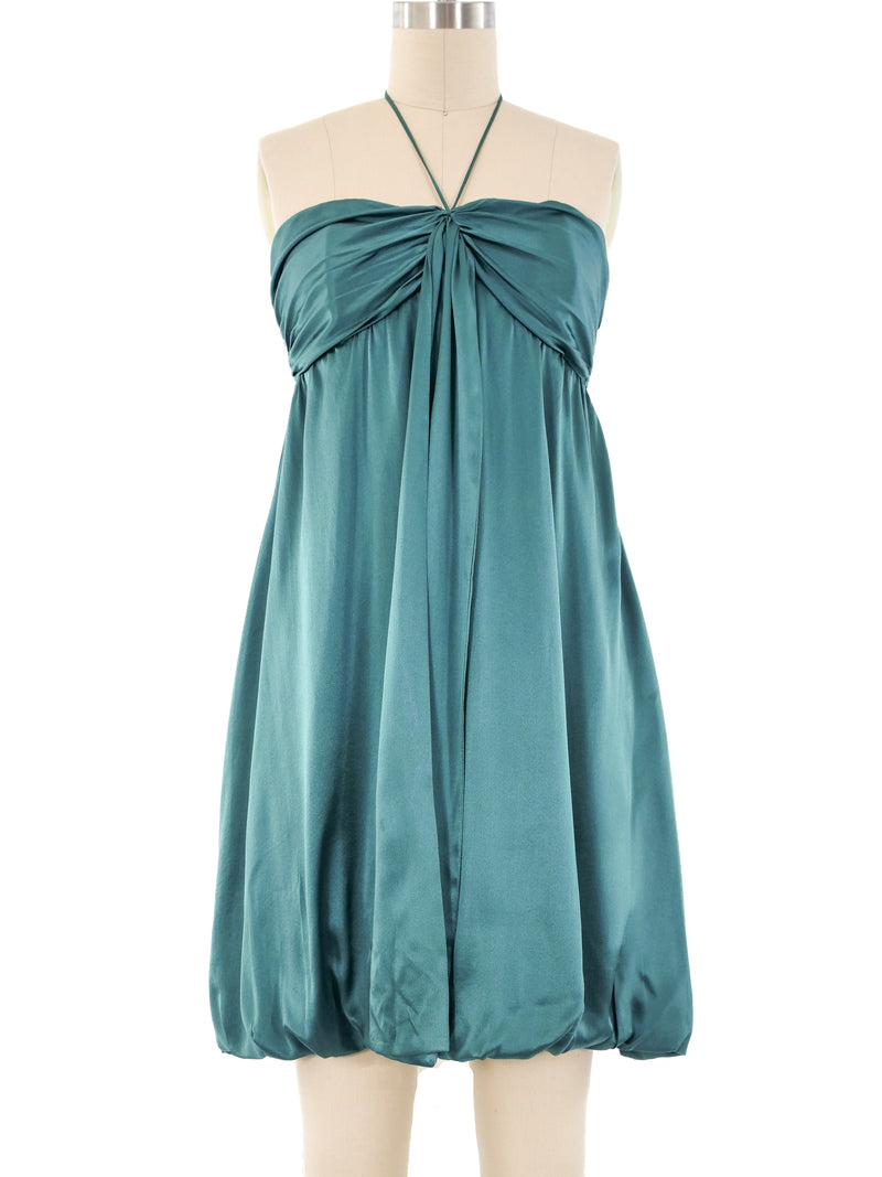 Alexander McQueen Teal Satin Mini Dress Dress arcadeshops.com