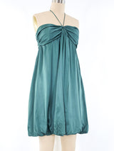 Alexander McQueen Teal Satin Mini Dress Dress arcadeshops.com