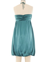 Alexander McQueen Teal Satin Mini Dress Dress arcadeshops.com