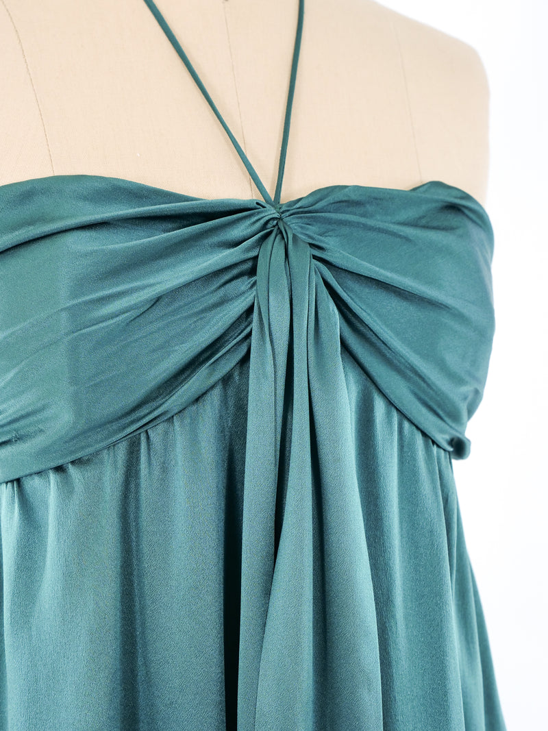 Alexander McQueen Teal Satin Mini Dress Dress arcadeshops.com