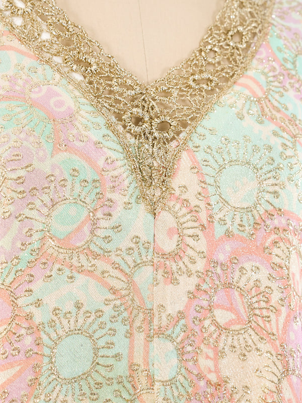 Metallic Pastel Brocade Tunic Ensemble Suit arcadeshops.com