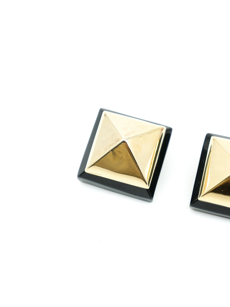 Goldtone Pyramid Earrings Accessory arcadeshops.com