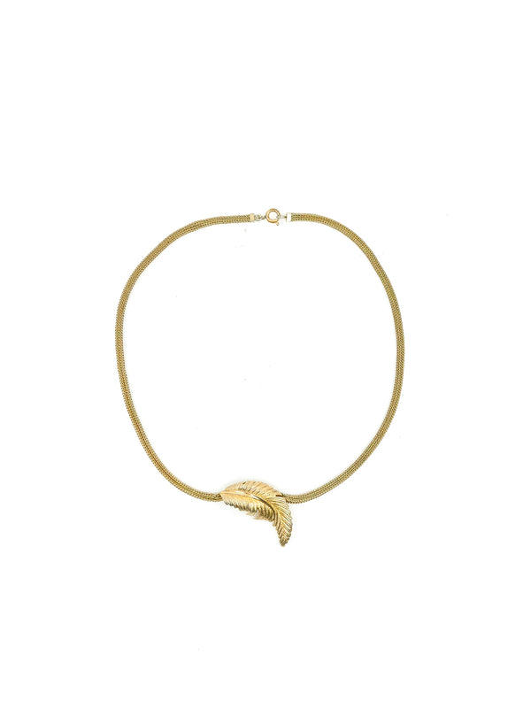 Christian Dior Goldtone Feather Pendant Choker Accessory arcadeshops.com