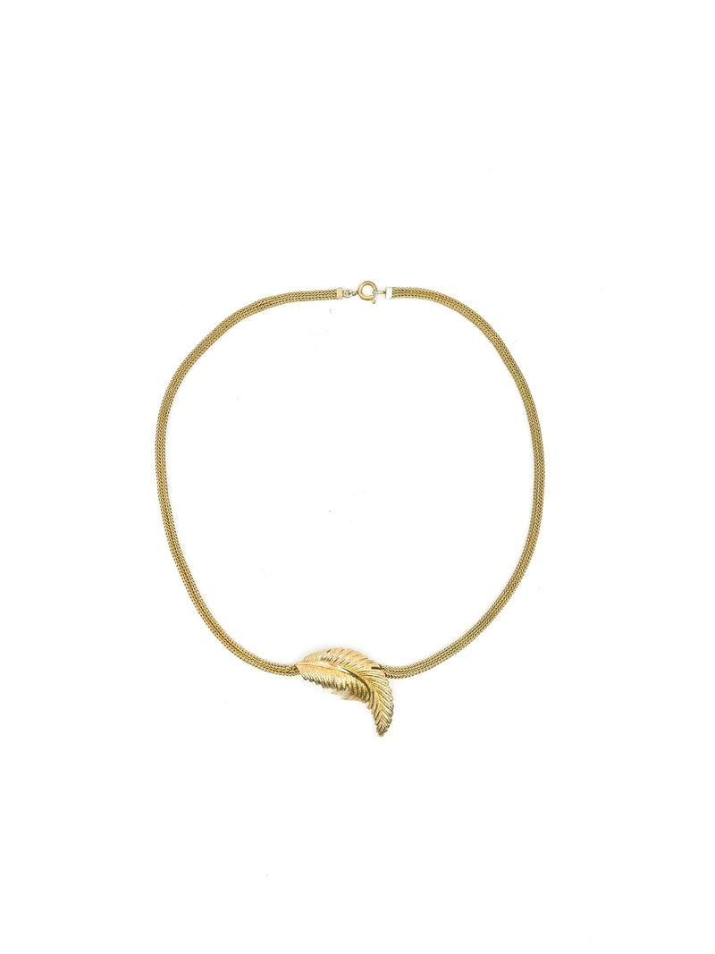 Christian Dior Goldtone Feather Pendant Choker Accessory arcadeshops.com