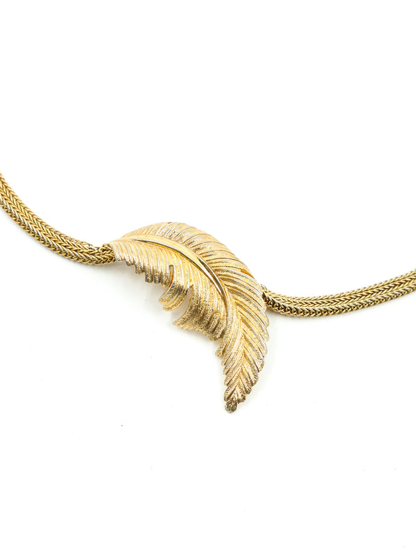 Christian Dior Goldtone Feather Pendant Choker Accessory arcadeshops.com