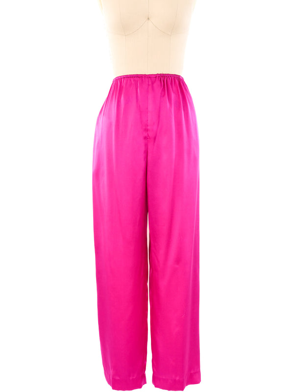 Magenta Satin Loungewear Ensemble Suit arcadeshops.com