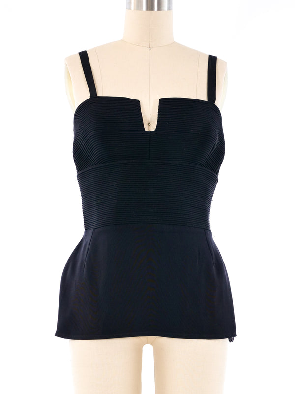 Gianni Versace Ribbed Silk Bustier Top Top arcadeshops.com