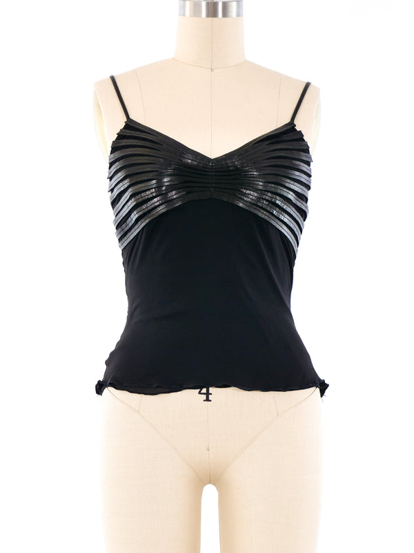 Jitrois Leather Trimmed Silk Tank Top arcadeshops.com