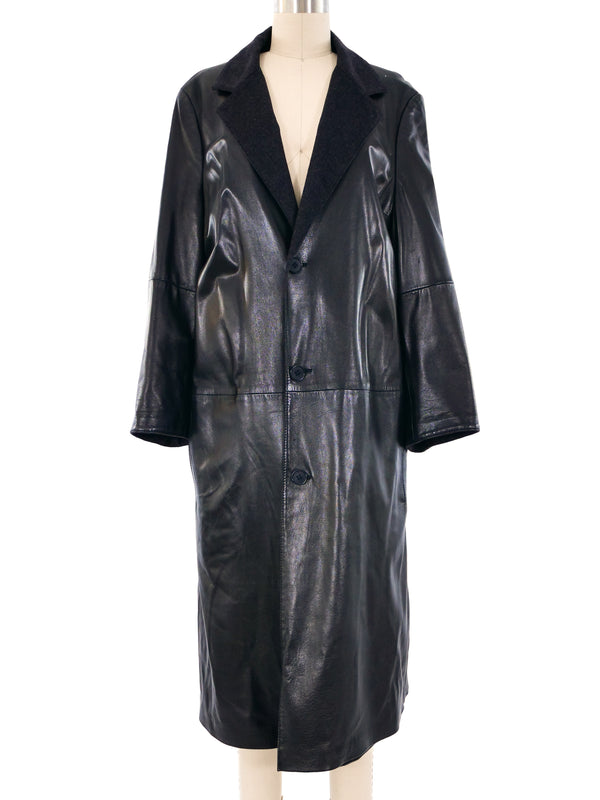 Donna Karan Reversible Leather Overcoat Outerwear arcadeshops.com