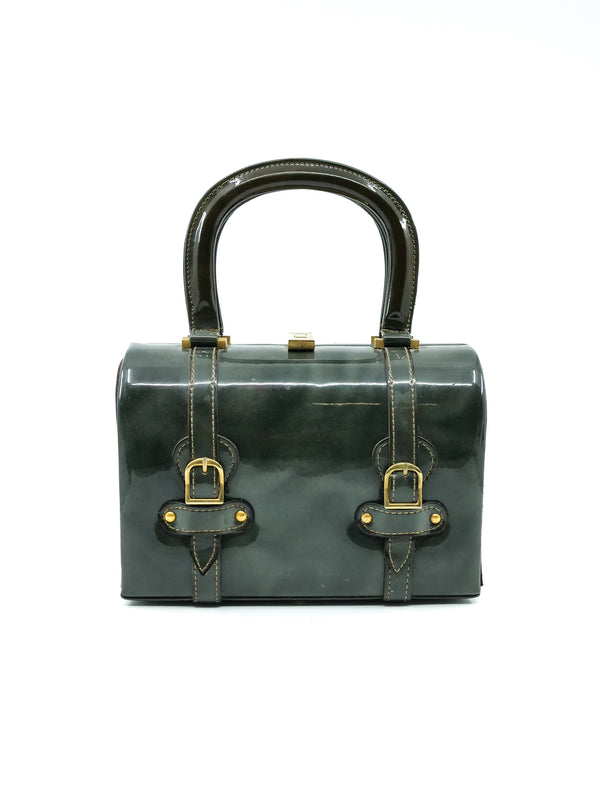 Grey Patent Leather Box Bag Accessory arcadeshops.com