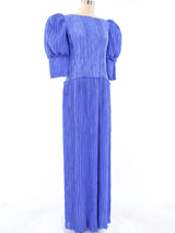 Mary McFadden Periwinkle Plisse Gown Dress arcadeshops.com