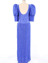 Mary McFadden Periwinkle Plisse Gown Dress arcadeshops.com