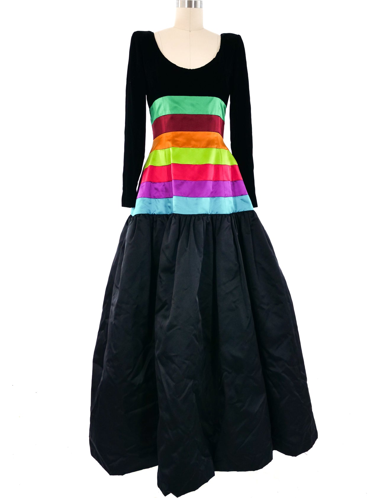 Oscar de la Renta Rainbow Banded Gown