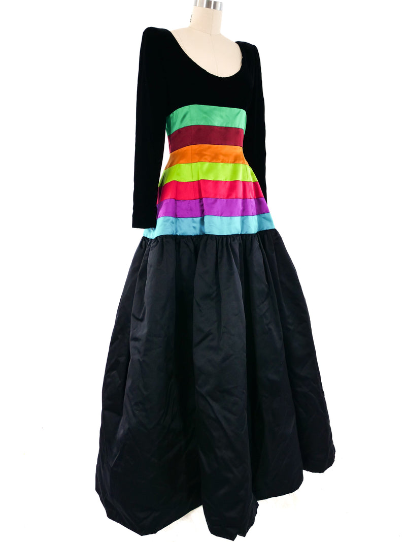 Oscar de la Renta Rainbow Banded Gown Dress arcadeshops.com