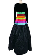 Oscar de la Renta Rainbow Banded Gown Dress arcadeshops.com