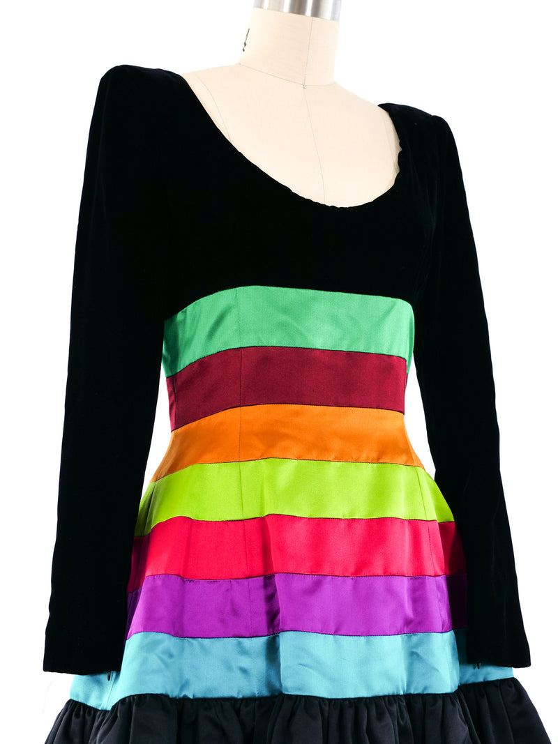 Oscar de la Renta Rainbow Banded Gown Dress arcadeshops.com