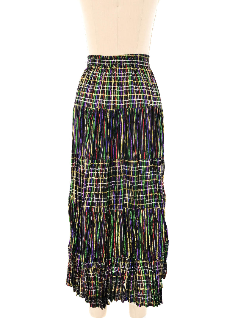 Rainbow Striped Lurex Maxi Skirt Bottom arcadeshops.com