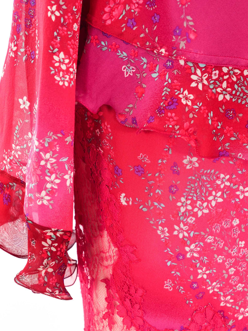 Emanuel Ungaro Floral Printed Chiffon Skirt Ensemble Suit arcadeshops.com