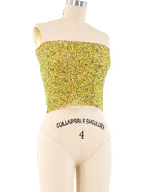 Krizia Chartreuse Beaded Tube Top Top arcadeshops.com