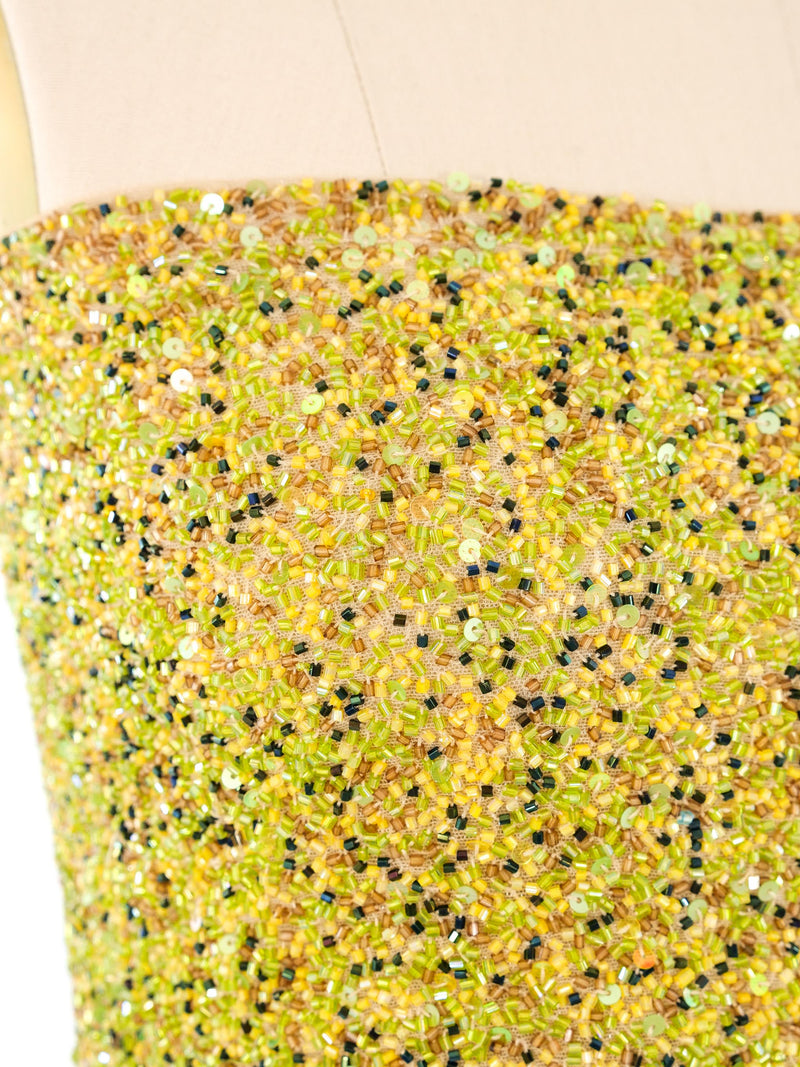 Krizia Chartreuse Beaded Tube Top Top arcadeshops.com