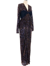 Oscar de la Renta Flocked Velvet Gown Dress arcadeshops.com
