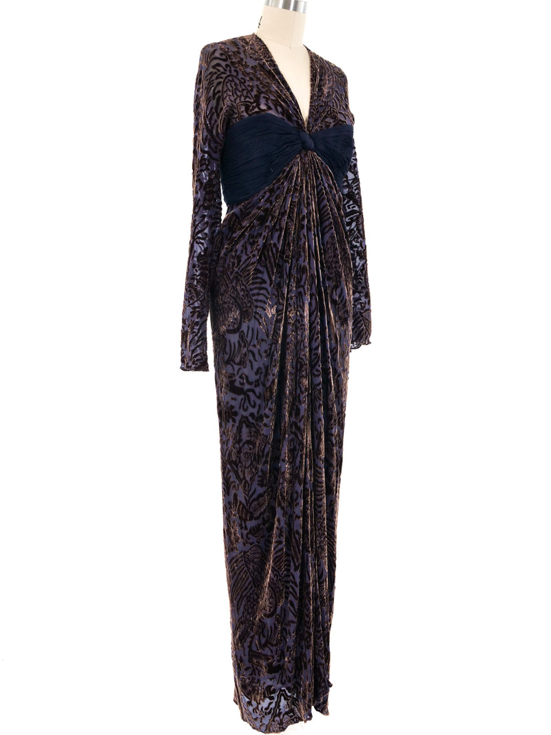 Oscar de la Renta Flocked Velvet Gown Dress arcadeshops.com