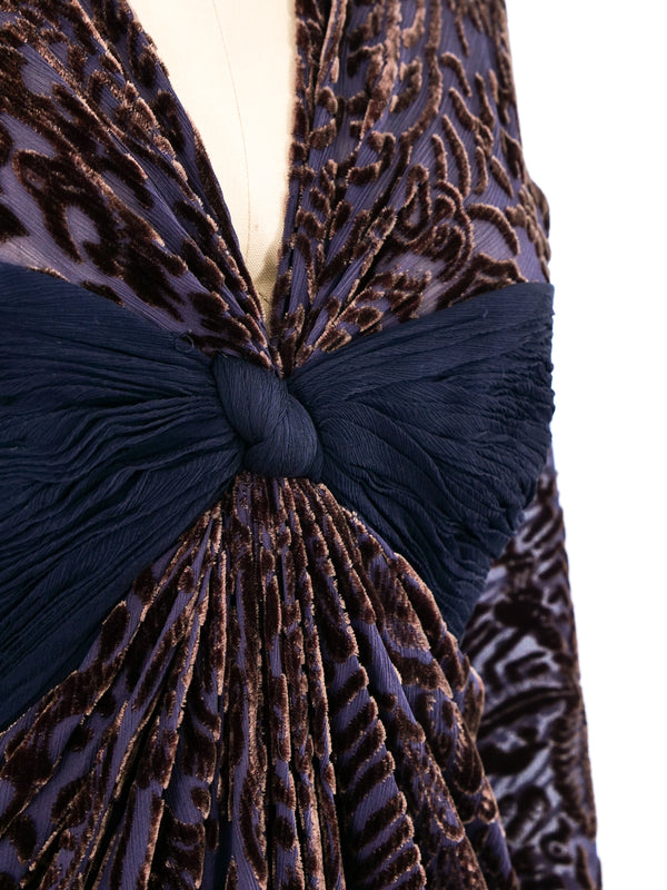 Oscar de la Renta Flocked Velvet Gown Dress arcadeshops.com